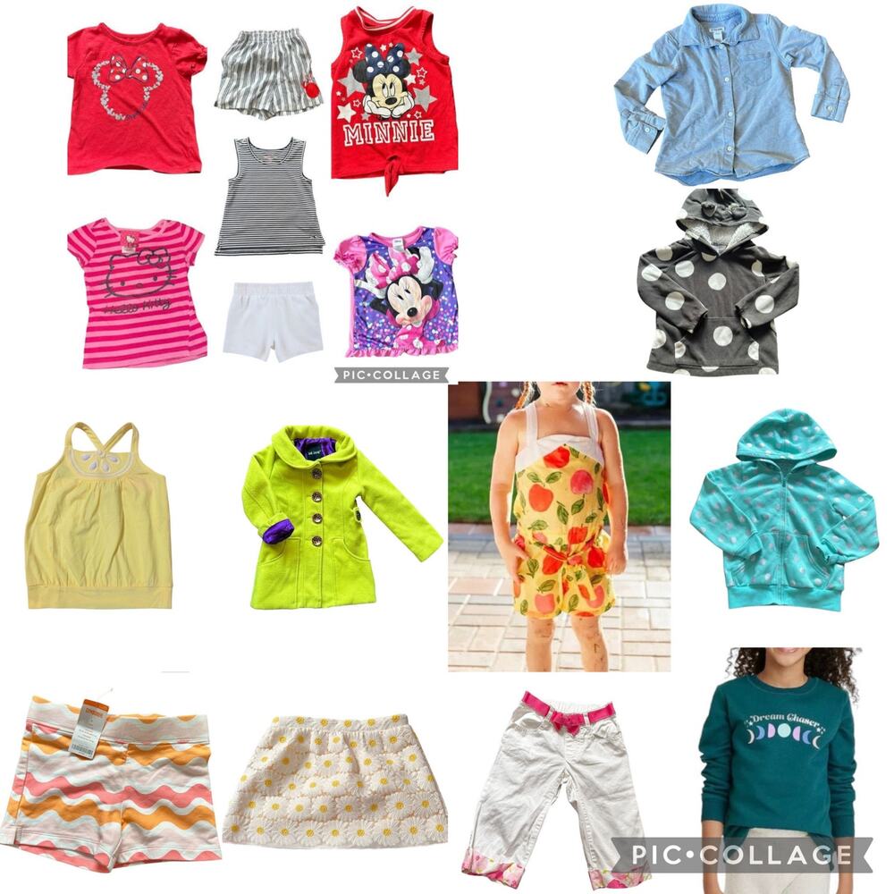 Girls 4t / 4 / XS clothing bundle 6 tops 4 hoodies 3 shorts Romper capris jacket